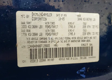 2006 Dodge Durango Slt from USA, damaged, VIN 1D4HB48N86F129665